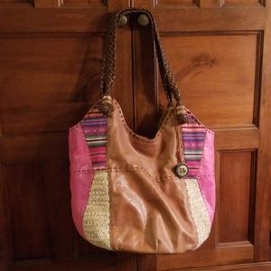 Sak pink and tan leather bag